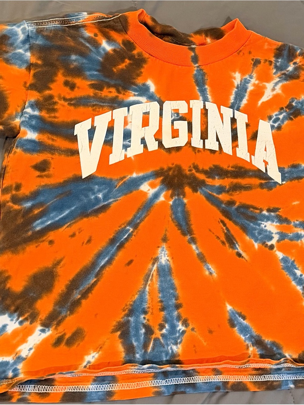 Virginia Tie-Dye Kids Tee in Orange, Blue & White
